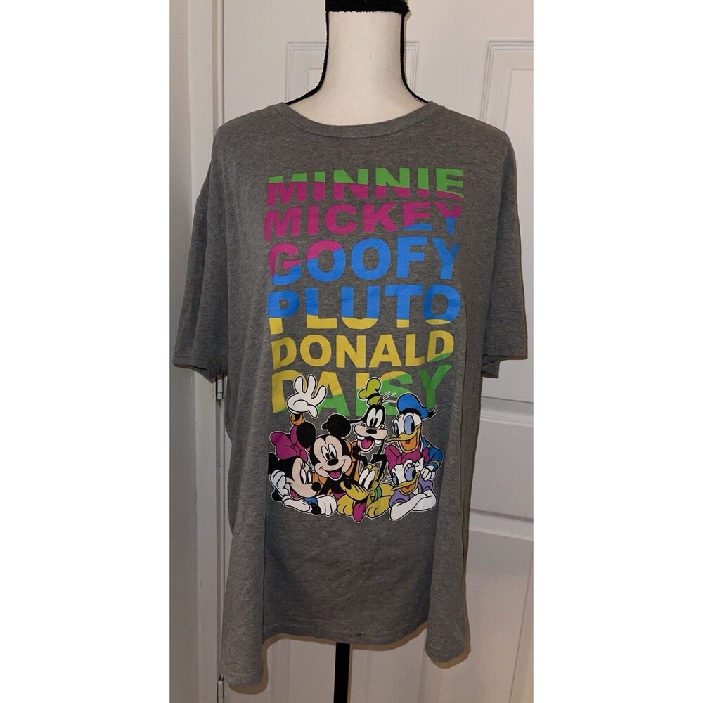 Disney Mickey & Co Shirt Mens 2XL Gray Minnie Mickey Goofy Donald Pluto Daisy